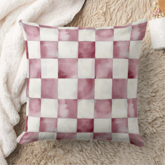 Coussin Décoratif à Carreaux Aquarelle Rouge