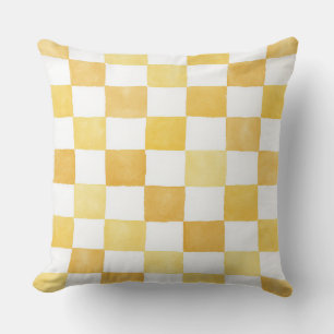 Coussin décoratif à carreaux jaunes