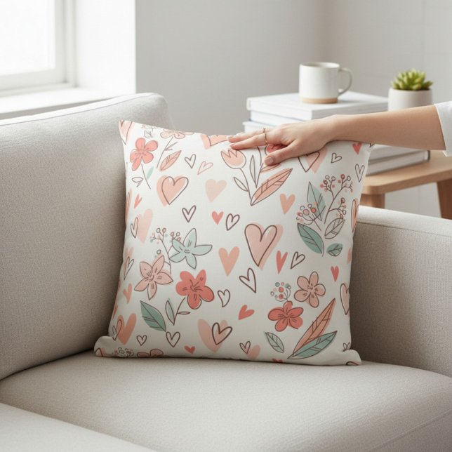 Coussin décoratif à coeur floral rose (Créateur téléchargé)