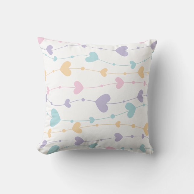 Coussin décoratif à cœurs pastel rêveurs  (Recto)
