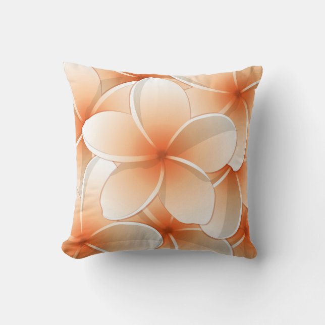 Coussin décoratif à fleurs orange réversible (Recto)
