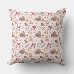Coussin décoratif à fleurs vintage et cœurs en pap