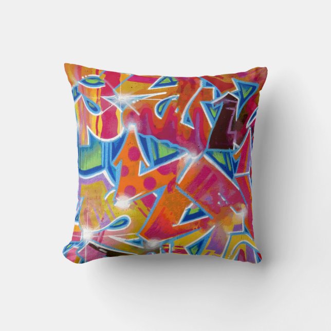 Coussin décoratif à motif abstrait graffiti (Rouge (Recto)
