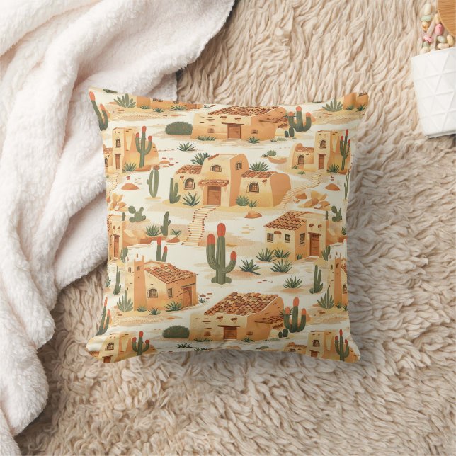 Coussin décoratif à motif adobe du Sud-Ouest : (Couverture)
