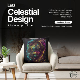Coussin décoratif à motif céleste du zodiaque Lion