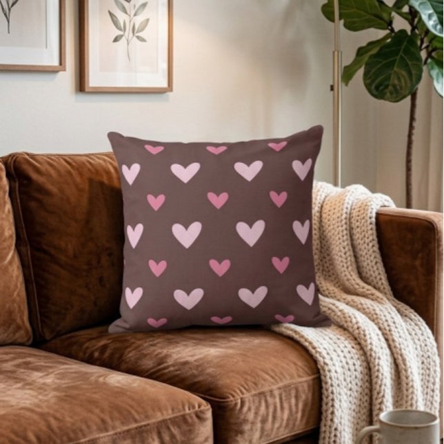 Coussin décoratif à motif cœur rose et chocolat (Créateur téléchargé)