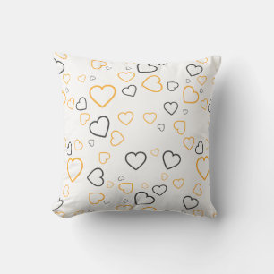Coussin décoratif à motif Cœurs Jaune Gris Heureux