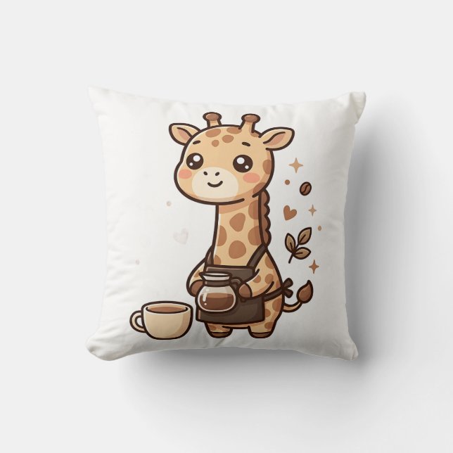 Coussin décoratif à motif de girafe expressif en t (Recto)
