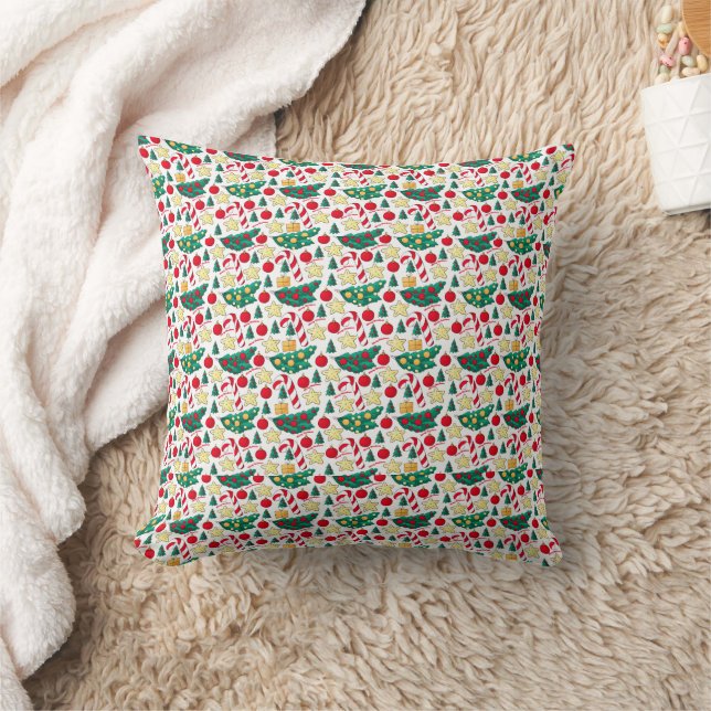 Coussin décoratif à motif de Noël festif (Couverture)