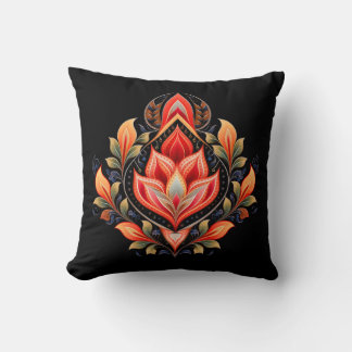 Coussin décoratif à motif de tulipes enflammées