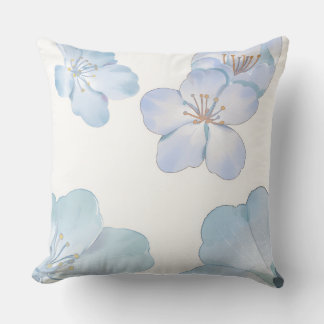 Coussin décoratif à motif d'hibiscus bleu