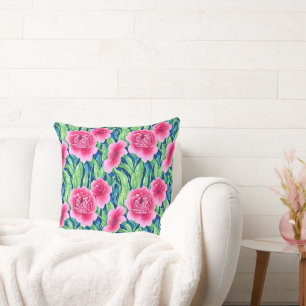 Coussin décoratif à motif floral aquarelle