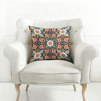COUSSIN DÉCORATIF À MOTIF FLORAL BOHÈME VINTAGE