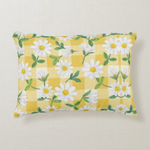 Coussin décoratif à motif floral de marguerite en