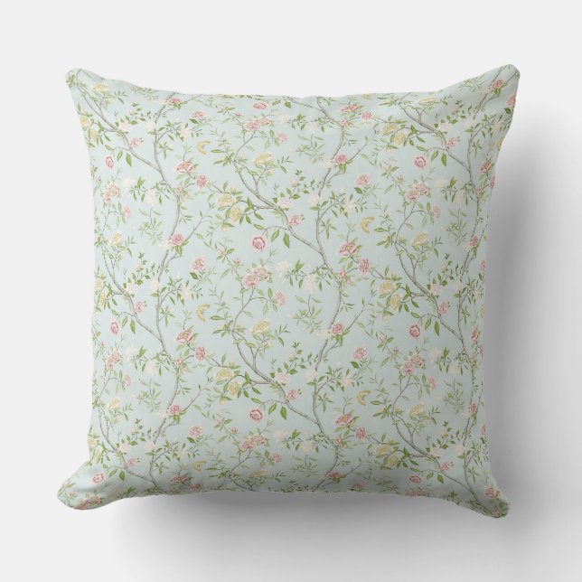 Coussin décoratif à motif floral doux avec fond ve (Recto)