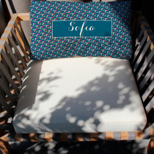Coussin décoratif à motif géométrique bleu océan