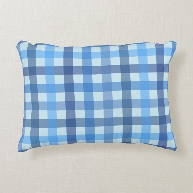Coussin décoratif à motif gingham cinq couleurs bl (Devant)