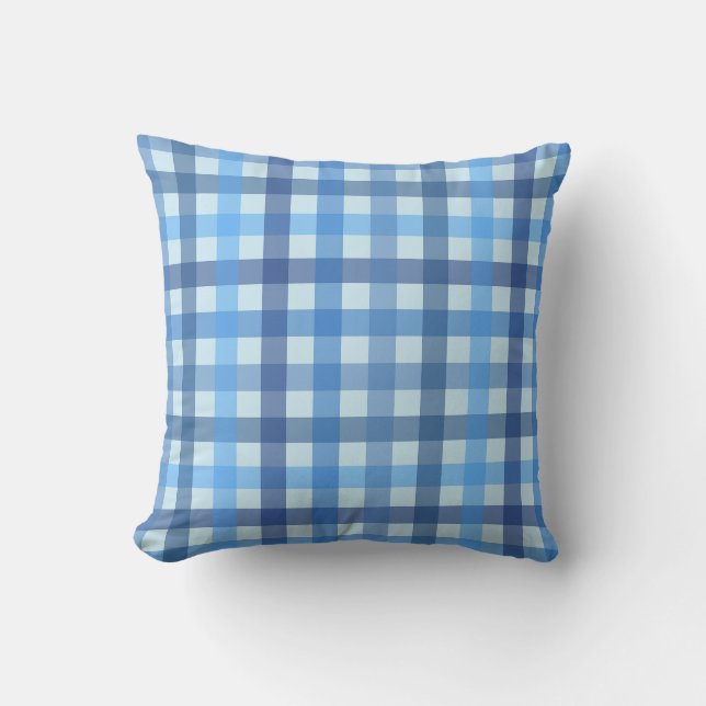 Coussin décoratif à motif gingham six couleurs ble (Recto)