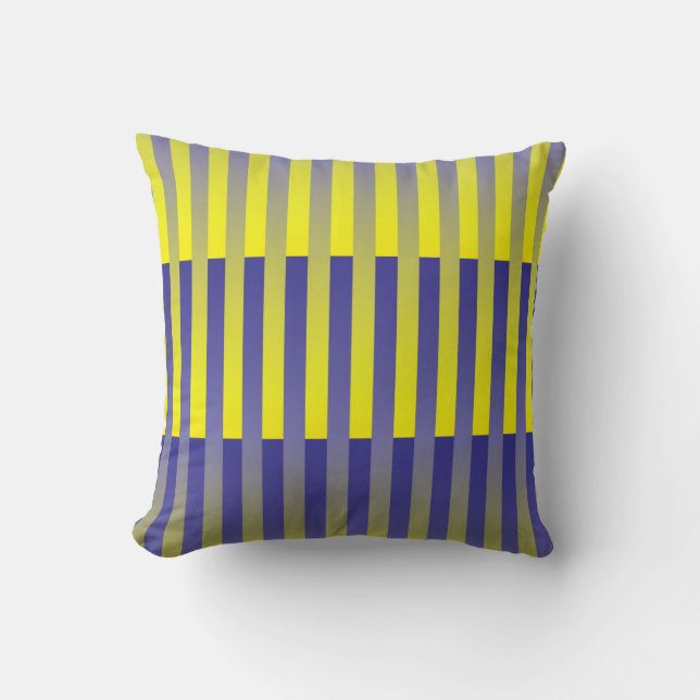 Coussin décoratif à motif rayé jaune violet (Recto)