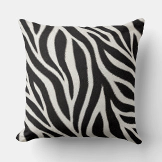 Coussin décoratif à motif zèbre | Animal noir et b