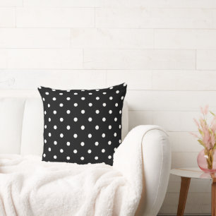 Coussin décoratif à pois noir et blanc Moderne