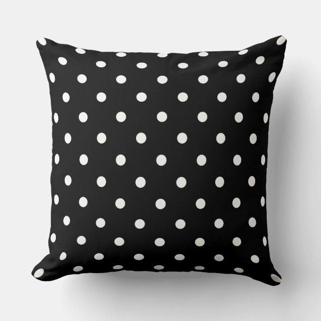 Coussin décoratif à pois noir et blanc | Moderne  (Recto)