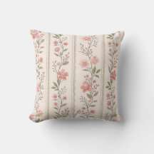 Coussin décoratif à rayures florales Blush Vintage