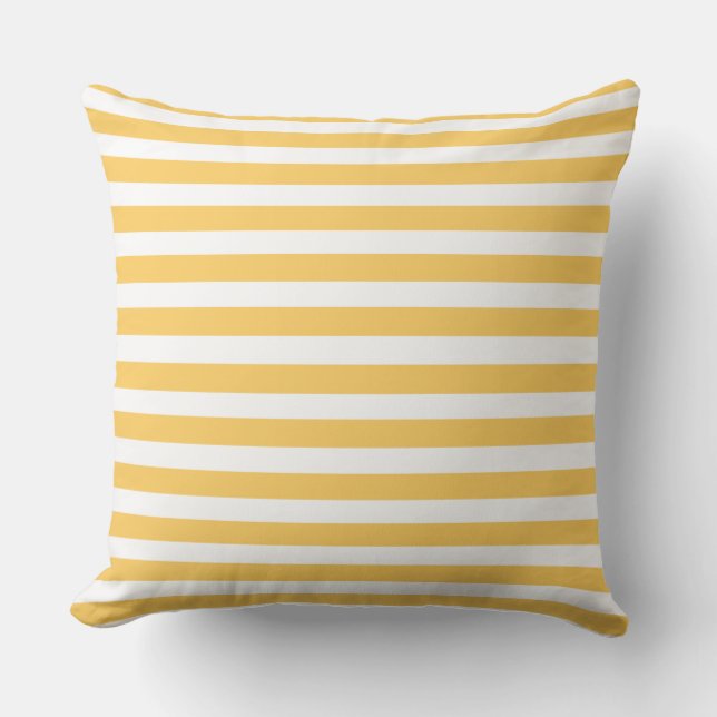 Coussin décoratif à rayures jaunes et blanches (Recto)