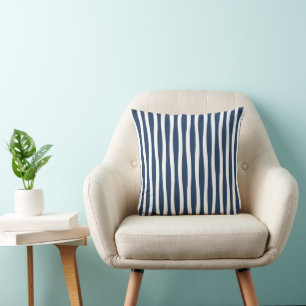 Coussin décoratif à rayures ondulées bleu marine e