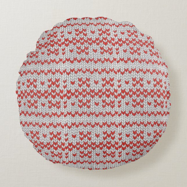 COUSSIN DÉCORATIF À TRICOT NORDIQUE ROUGE (Devant)