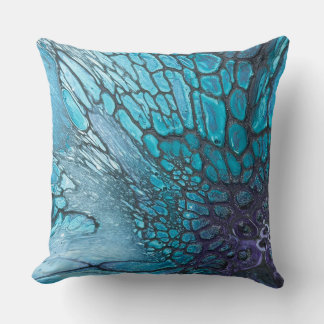 Coussin décoratif abstrait en bleu et vert