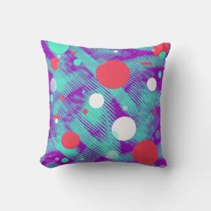 Coussin décoratif abstrait violet, turquoise et co
