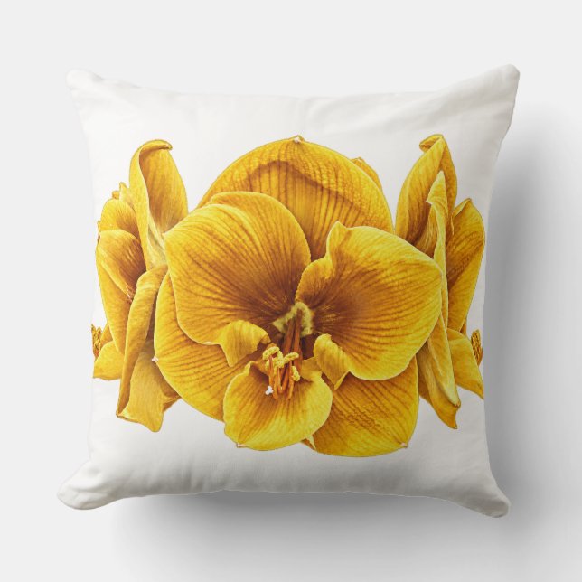 Coussin décoratif Amaryllis Jaune Soleil Rétro (Recto)