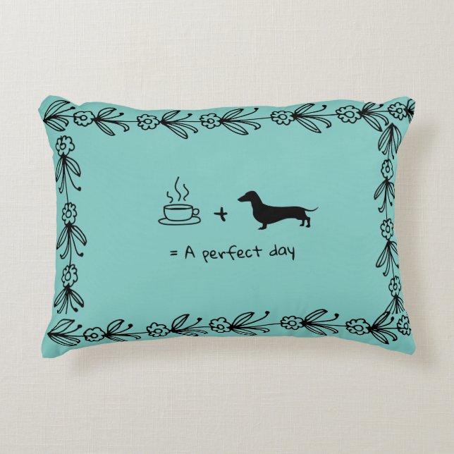 Coussin décoratif amateur de Dachshund et de café (Devant)