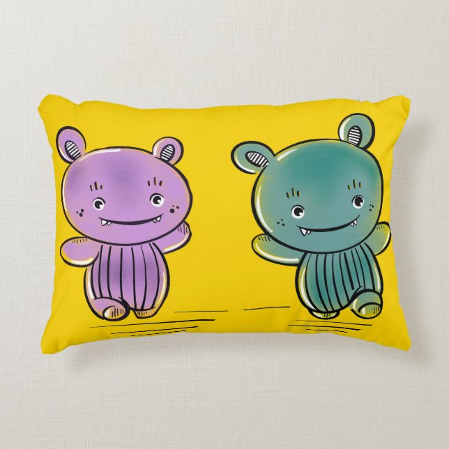 Coussin Décoratif Amis Monstres Mignons (Devant)