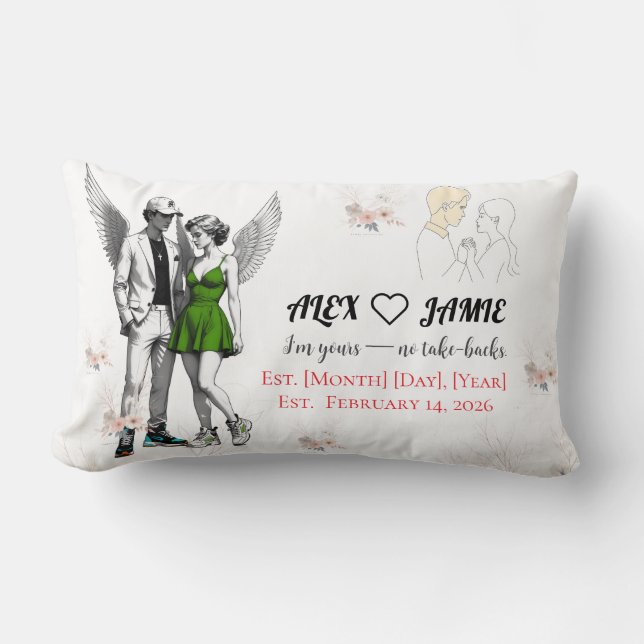 Coussin décoratif ange mignon couple chérubin (Recto)