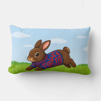 Coussin décoratif au motif de Lapin qui saute en p