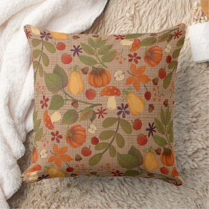 Coussin décoratif Automne Récolte Citrouilles & Fl