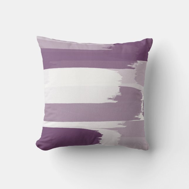 Coussin décoratif aux coups de pinceau blancs prun (Recto)