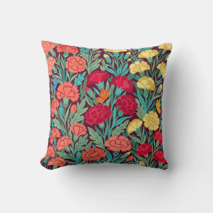 Coussin décoratif aux oeillets et papillons abstra