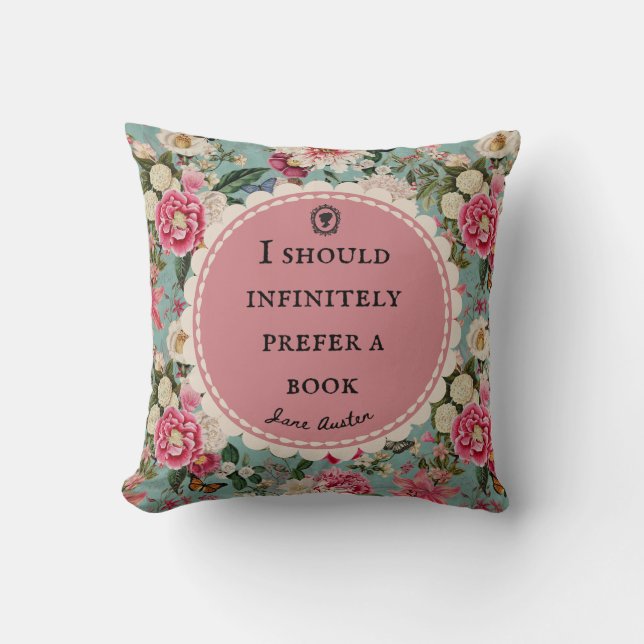 Coussin décoratif avec citation de Jane Austen Fle (Recto)