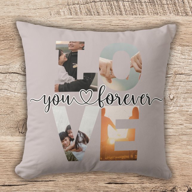 Coussin décoratif avec collage photo Amour moderne (Créateur téléchargé)