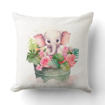 Coussin décoratif avec éléphant mignon, oreiller