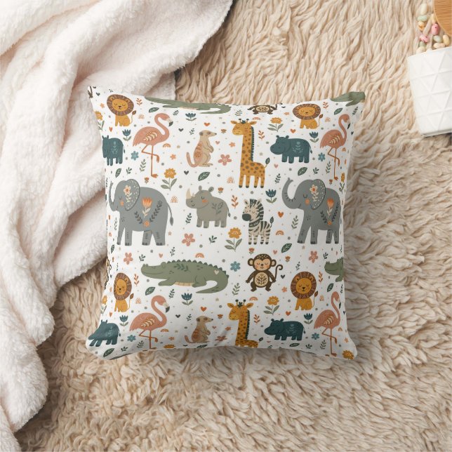 Coussin décoratif avec impression d'animaux de saf (Couverture)
