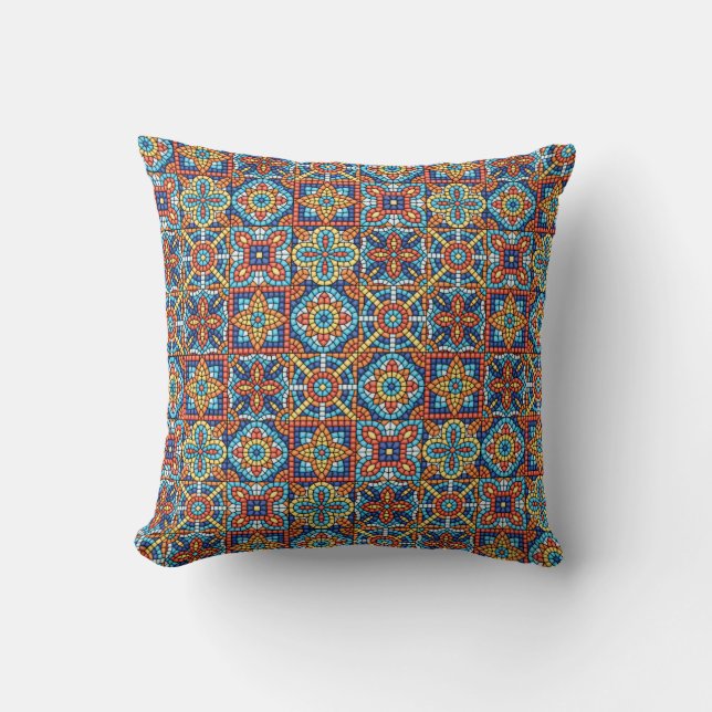 Coussin décoratif avec Motifs zellige marocain (Recto)