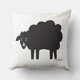 Coussin décoratif avec moutons noir et blanc