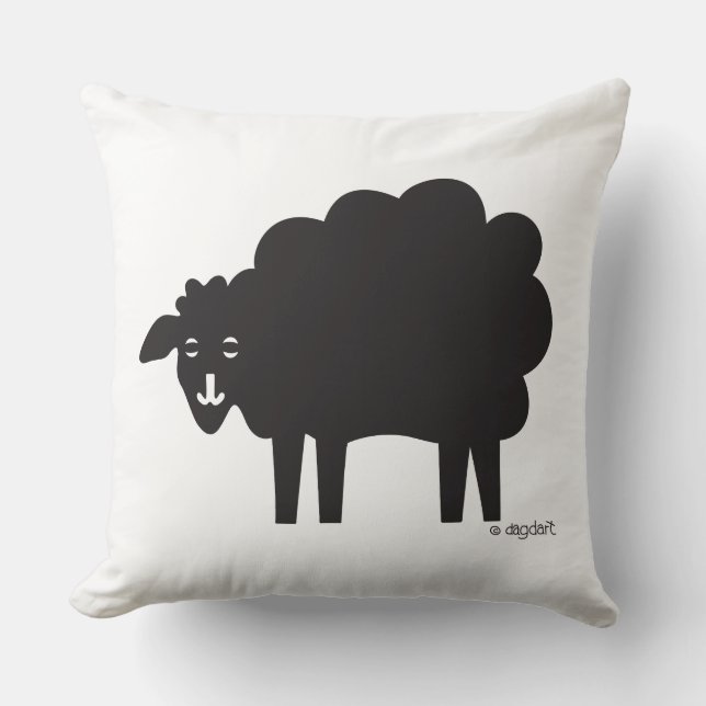 Coussin décoratif avec moutons noir et blanc (Recto)