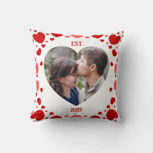 Coussin décoratif avec photo en forme de cœur pour