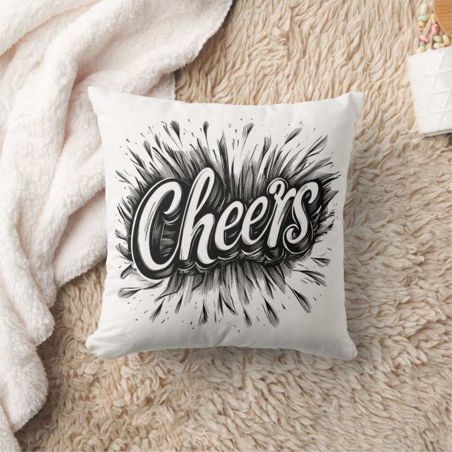 Coussin décoratif avec typographie élégante "Cheer (Couverture)