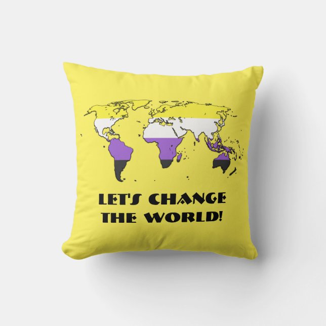 Coussin décoratif avec une carte du monde aux coul (Recto)